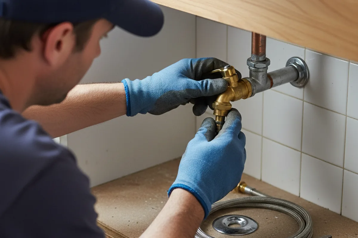 Shutoff valve and fitting work during Burst Pipe Repair in Middleton